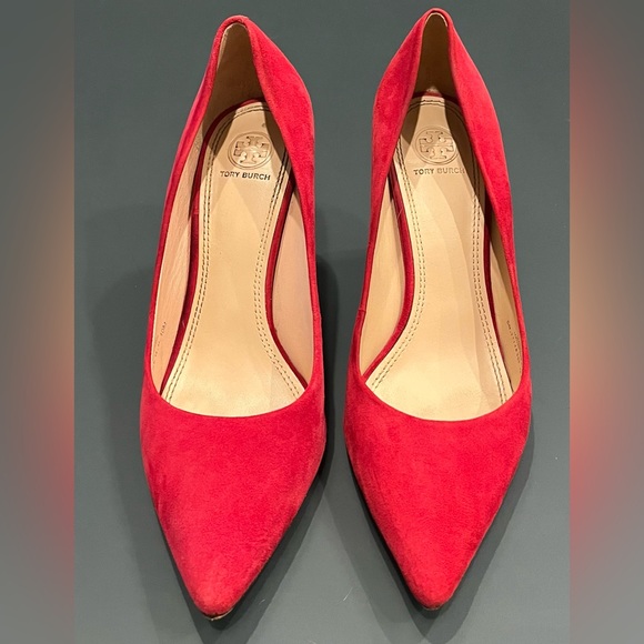 Tory Burch Red Suede Pumps - Picture 2 of 9